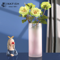 墨斗鱼 轻奢磨砂直筒玻璃花瓶粉色3853(单位:件)(H)