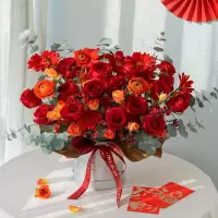 Ownme 幸运红新年春节年宵花 鲜花抱抱桶