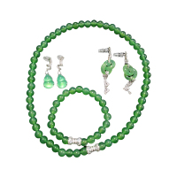 盈翠生 玉髓套链4件套 天然A货翡翠