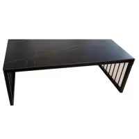 秦鑫(QINXIN)黑色暗花岩板茶几(大)1200mm*600mm*450mm厚度:10mm