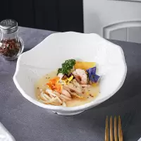驰度石艺斜口碗 陶瓷 11英寸石艺斜口碗-白瓷 尺寸:(长27cm*宽28cm*高6cm*深5cm)±5mm