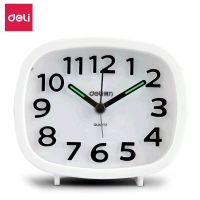 得力8800闹钟走针创意椭圆懒人卧室床头闹钟学生闹钟叫起床铃 (白色)8800