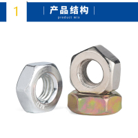 冰禹螺母套装六角螺母镀锌螺母垫片套装M3-8套