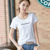 2024夏季女装小心机T恤女字母印花圆领打底衫T恤上衣88868