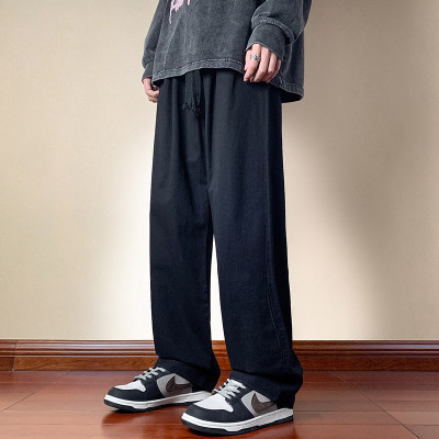 长裤男黑色裤子男款春秋款工装裤直筒宽松阔腿裤新款学生休闲