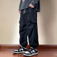 工装裤直筒宽松阔腿裤学生休闲长裤男新款黑色裤子男款春秋款