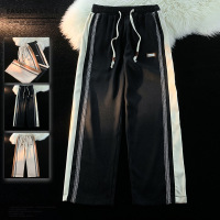 新款休闲裤子男男装灰色卫裤男宽松潮牌束脚裤春秋季男生刺绣