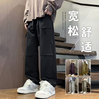 工装裤男潮春秋休闲裤新款长裤多口袋舒适宽松显高显瘦裤子男