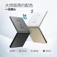G57蝶翼超薄开关插座暗装家用远山灰 G57E334二三极+双控开关插座10A/16A 远山灰 单位/个