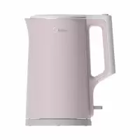 美的(Midea)HJ1722电热水壶1.7L无缝内胆双层防烫进口温控联保自动断电 304不锈钢内胆大容量 粉红色