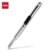 得力(deli)小号薄款金属外壳办公家用美工刀/裁纸刀 2053