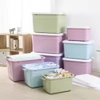 访客 80L 收纳箱 大号 被子衣服储物箱 塑料收纳盒 带轮有盖整理箱 蓝色 计价单位:个