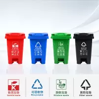 60L脚踏垃圾桶垃圾分类桶学校小区物业酒店新料环卫垃圾桶垃圾箱 (颜色备注)