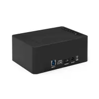 K3082H 硬盘底座USB3.0外置读取3.5/2.5英寸串口机械/固态双硬盘带USB分线扩展器拷贝机 黑色