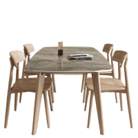 白寅 BY-SMYB-006 实木岩板餐桌椅组合1.8米 6把餐椅 意大利灰(单位:套)