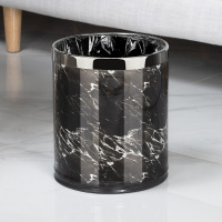定制垃圾桶酒店客厅高档办公室厨房双层垃圾筒商用 10L银圈-黑色大理石纹