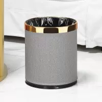 定制垃圾桶酒店客厅高档办公室厨房双层垃圾筒商用 10L金圈-高级灰麻布纹