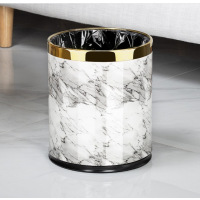 双层垃圾桶家用客厅创意高档厨房大号酒店客房办公室轻奢风卫生间 双层铁烤漆[白大理石]