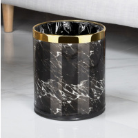 双层垃圾桶家用客厅创意高档厨房大号酒店客房办公室轻奢风卫生间 双层铁烤漆[黑大理石]