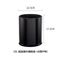 不锈钢垃圾桶圆形无盖商用厨房酒店商场双层阻燃分类户外可定制 暗夜黑
