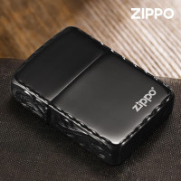 ZIPPO 黑冰侧雕唐草商标 防风煤油打火机