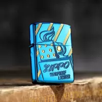 ZIPPO 盔甲双镀斜阳 防风煤油打火机