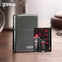 ZIPPO之宝防风煤油打火机 黑哑漆商标 含油套装