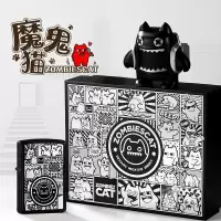 ZIPPO 镀银魔鬼猫礼盒 防风煤油打火机