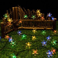 LED灯串装饰灯氛围灯小彩灯户外露营帐篷装饰灯太阳能串灯 樱花 彩色 常亮带闪 12米100灯