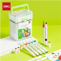 得力(deli)48色速干马克笔涂色套装水彩笔记号笔HM102-48 48支/筒 2筒起售