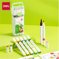 得力(deli)12色速干马克笔涂色套装水彩笔记号笔HM102-12 12支/筒 6筒起售