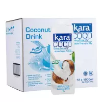 KARA Coco佳乐椰子汁1000ML *12瓶 新鲜椰肉榨汁+原生椰子水 富含人体所需电解质 不含动物蛋白