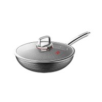 康巴赫第六代 炒锅不粘锅抗菌不锈钢炒菜锅双蜂窝锅红点32cm电磁炉燃气灶