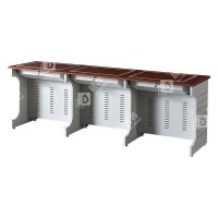居将 JJ4012415 隐藏式翻转电脑桌培训桌教室机房多媒体学习桌办公桌B款三人位