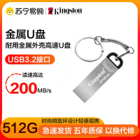 金士顿(Kingston)512GB U盘 DTKN高速金属外壳闪存优盘USB3.2 Gen 1读速200MB/s 银色