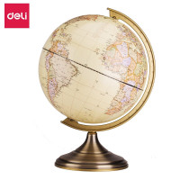 得力(deli)地球仪复古地球仪商务礼品双面刻度办公摆件金属底座办公用品 直径25cm 2178