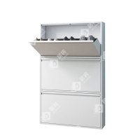 居将 JJ4022017 钢制翻斗鞋柜简约现代收纳柜白色三斗