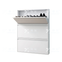 臻远 ZY4022018 钢制翻斗鞋柜简约现代收纳柜白色三斗