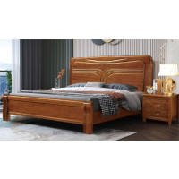 黎明(daybreak) 简约现代实木床 1.5m*2.0m 板式床 胡桃木色