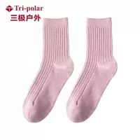 三极 TP6079 女士全棉中筒袜 秋冬厚款 6双混色