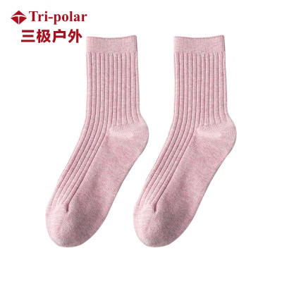 三极 TP6079 女士全棉中筒袜 秋冬厚款 6双混色
