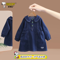 史努比童装牛仔连衣裙女中小童长袖娃娃领连衣裙TYC7015
