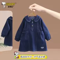 史努比童装牛仔连衣裙女中小童长袖娃娃领连衣裙TYC7015