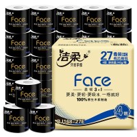 洁柔 卷纸4层140g黑face家用卫生纸巾27卷/箱*<2箱>