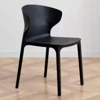 步凡(BuFan) 餐椅塑料椅子办公凳靠背休闲椅家用书桌椅卧室化妆椅简易小椅子 黑色