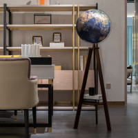 FUNGLOBE 地球仪43cm落地摆件大号 AR浮雕 高清带灯地球仪 卫星款+胡桃木色木座PC-