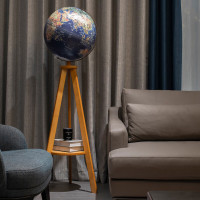FUNGLOBE 地球仪43cm落地摆件大号 AR浮雕 高清带灯高清带灯地球仪 卫星款+原木色木座 PC-9527HM