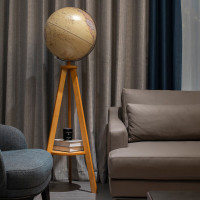 FUNGLOBE 地球仪43cm落地摆件大号 AR浮雕 高清带灯高清带灯地球仪 仿古款+原木色木座 PC-9527HS3