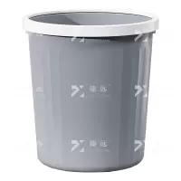 臻远 ZY4022212 塑料压圈垃圾篓客厅大容量无盖大口径垃圾桶 灰色小号8L