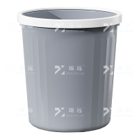 臻远 ZY4022213 塑料压圈垃圾篓客厅大容量无盖大口径垃圾桶 灰色大号12L
